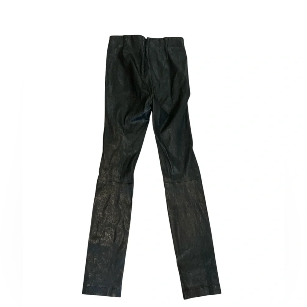 rag & bone BLACK HIGH-RISE LEATHER PANTS-100% LAMBSKIN SKINNY PANTS-LEGGINGS-sz0 - Picture 2 of 3